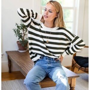 EMERSON FRY Carolyn Sweater Navy Blue and white stripe
